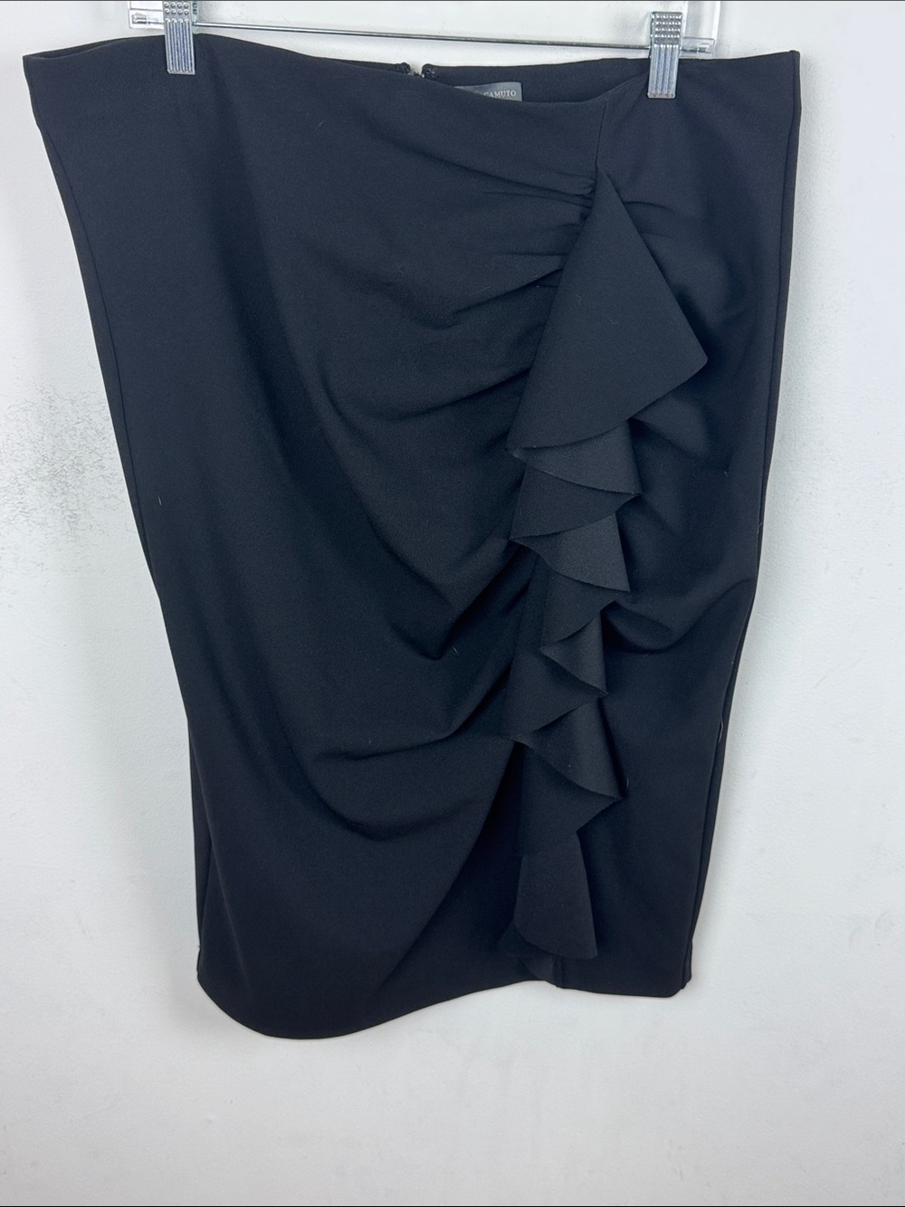Vince Camuto Black Ruffle-Front Pencil Skirt